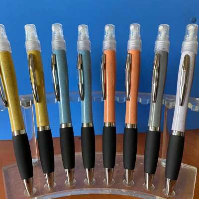 2020 New Design Eco-Friendly Wheat Straw Barrel Perfume Hand Sanitizer Spray Ball Pen