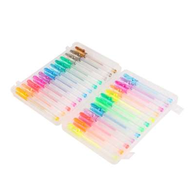 Hot Sales 24pcs Assorted Colors Mini Glitter Gel Pen Set with Carry Case