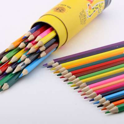 Eco Friendly cheap color wooden pencil 12 color pencils set with paper box