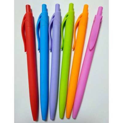 Factory Directly Sales Multicolor Click Plastic Rubberized Ball Pen with Custom Logo