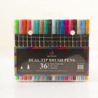 36 pcs 2-1 brush pen marker with line drawing pen sets , high quality pen set stationery for painting