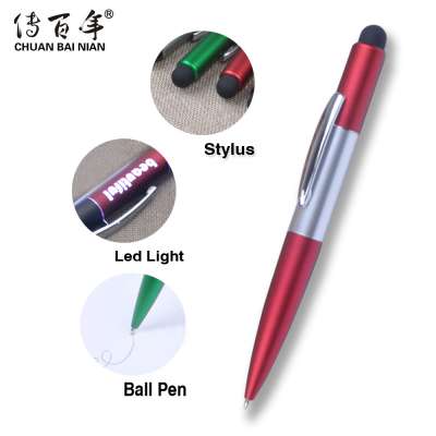 High qauliaty promotional customized laser logo led light ball pen light up logo stylus pen