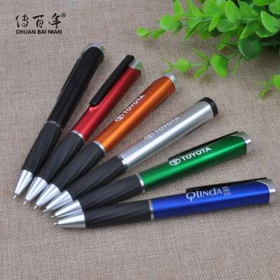 High Quality Promotional Branded Canetas Custom Laser Logo Plastic LED Light Ball Pen